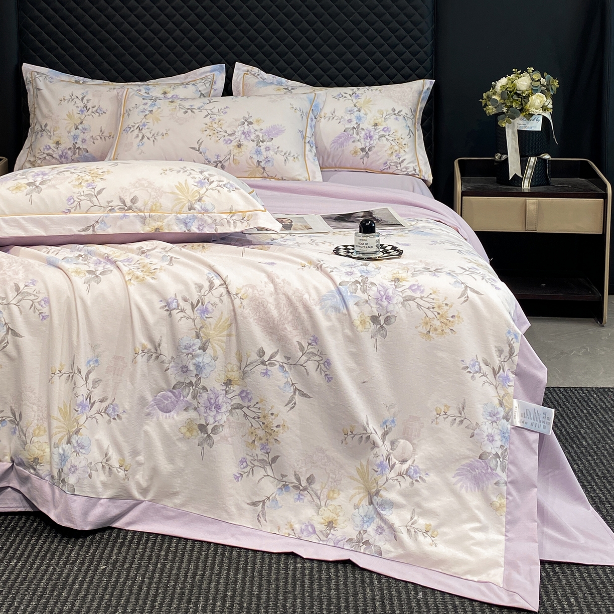 91家纺网 家纺一手货源 找家纺 佳品居 2026新款凉感天丝棉印花系列水洗真丝夏被四件套 华尔兹