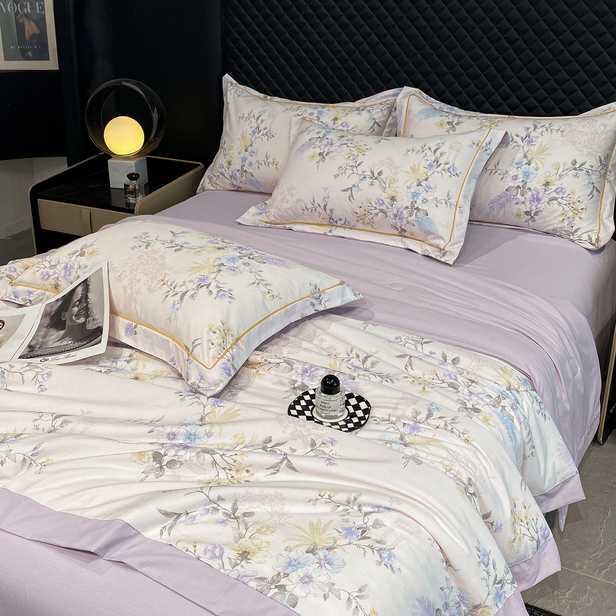 91家纺网 家纺一手货源 找家纺 佳品居 2026新款凉感天丝棉印花系列水洗真丝夏被四件套 华尔兹