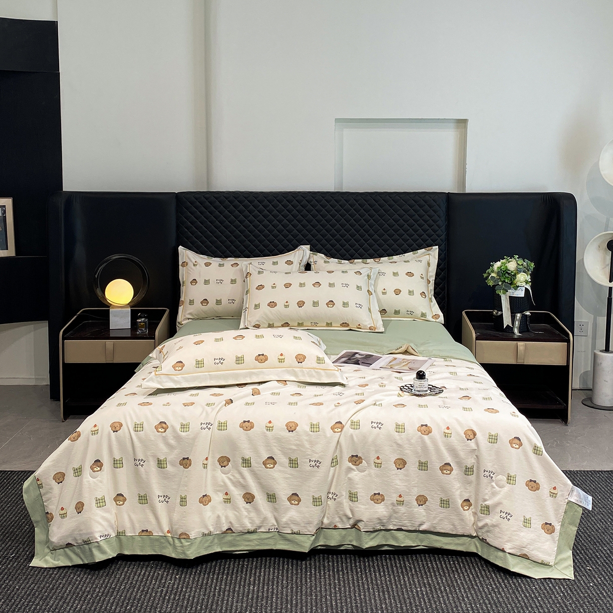 91家纺网 家纺一手货源 找家纺 佳品居 2026新款凉感天丝棉印花系列水洗真丝夏被四件套 快乐小熊