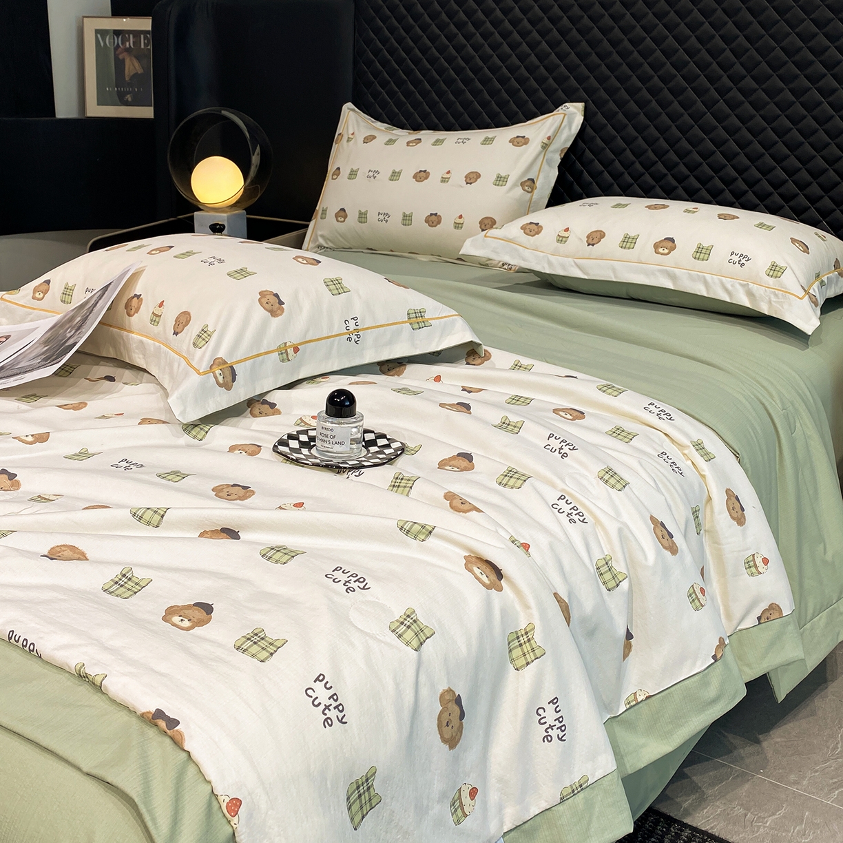 91家纺网 家纺一手货源 找家纺 佳品居 2026新款凉感天丝棉印花系列水洗真丝夏被四件套 快乐小熊