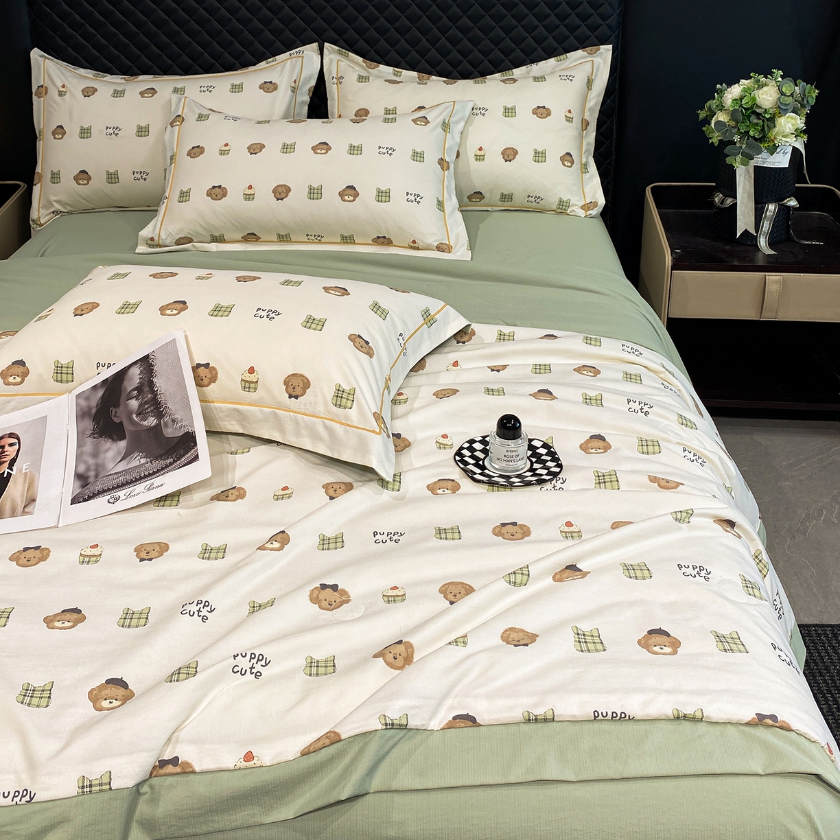 91家纺网 家纺一手货源 找家纺 佳品居 2026新款凉感天丝棉印花系列水洗真丝夏被四件套 快乐小熊