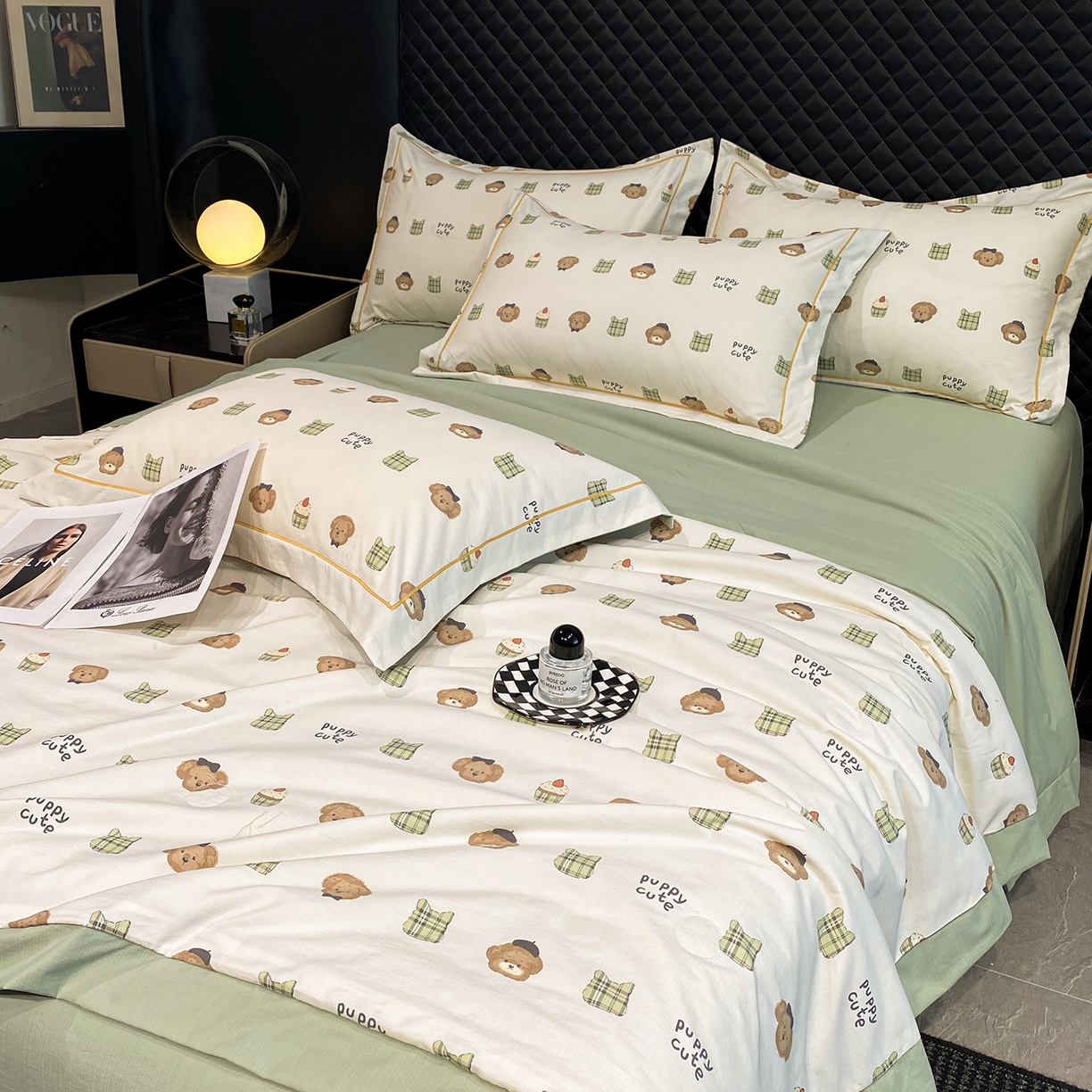 91家纺网 家纺一手货源 找家纺 佳品居 2026新款凉感天丝棉印花系列水洗真丝夏被四件套 快乐小熊