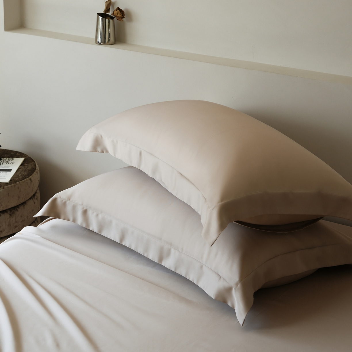 91家纺网 家纺一手货源 找家纺 简纯主义 2026新款100S超细旦进口兰精天丝单枕套枕套单件 新雅棕