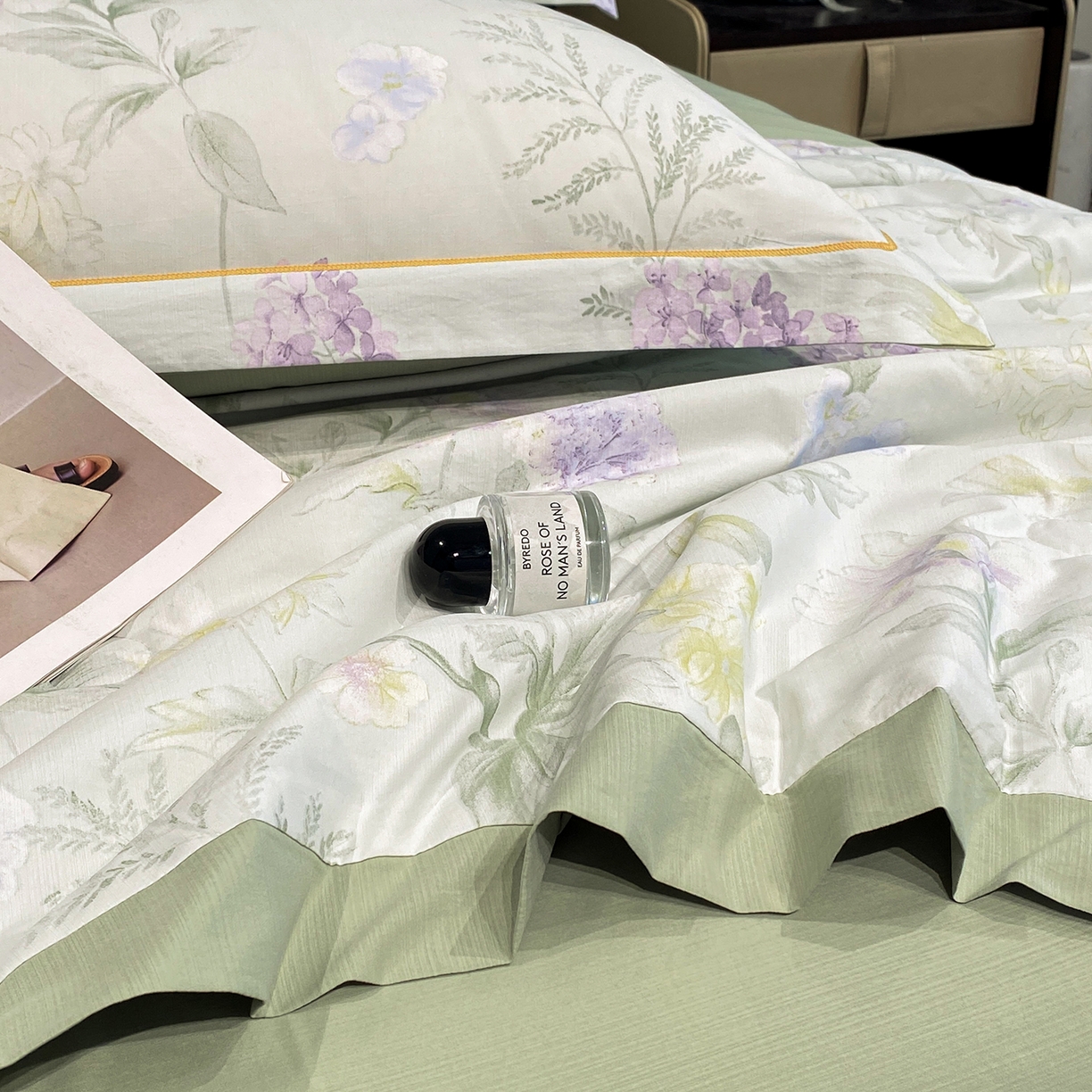 91家纺网 家纺一手货源 找家纺 佳品居 2026新款凉感天丝棉印花系列水洗真丝夏被四件套 绿野