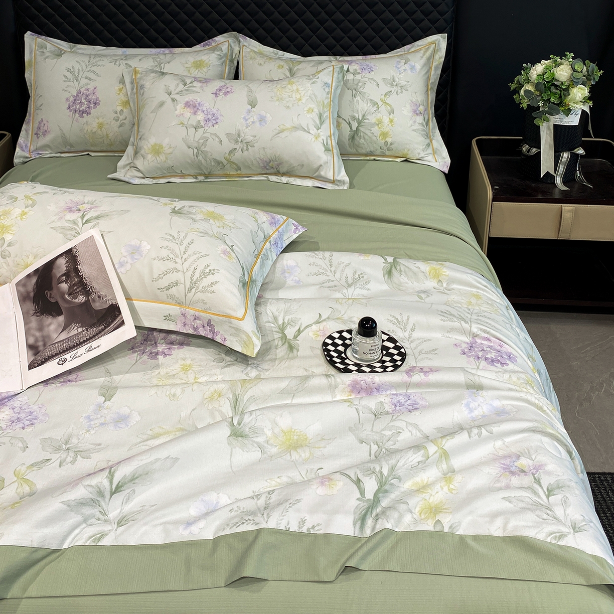 91家纺网 家纺一手货源 找家纺 佳品居 2026新款凉感天丝棉印花系列水洗真丝夏被四件套 绿野