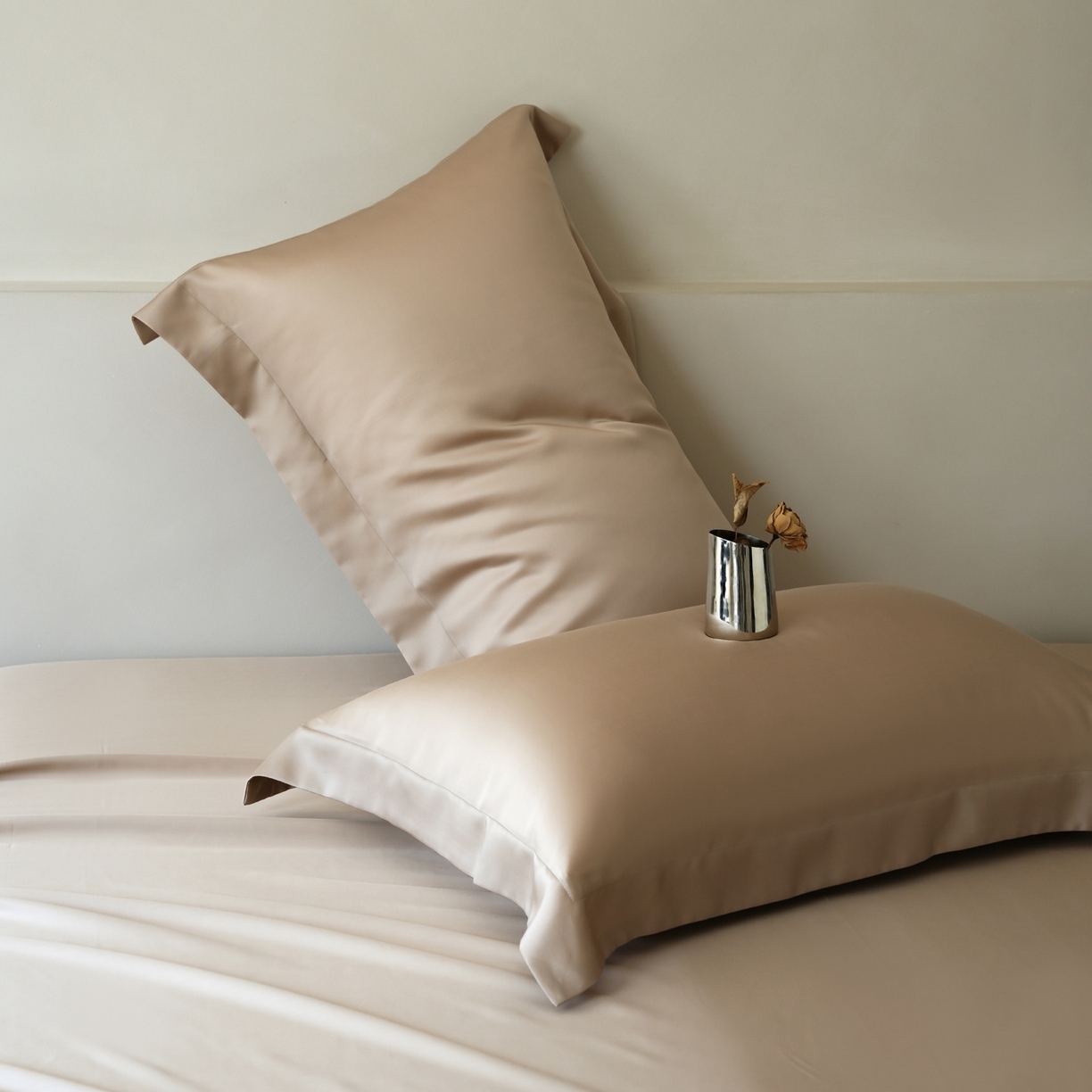 91家纺网 家纺一手货源 找家纺 简纯主义 2026新款100S超细旦进口兰精天丝单枕套枕套单件 新雅棕