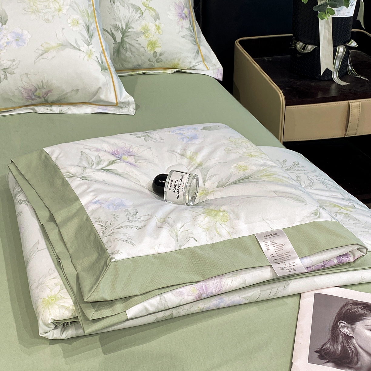 91家纺网 家纺一手货源 找家纺 佳品居 2026新款凉感天丝棉印花系列水洗真丝夏被四件套 绿野