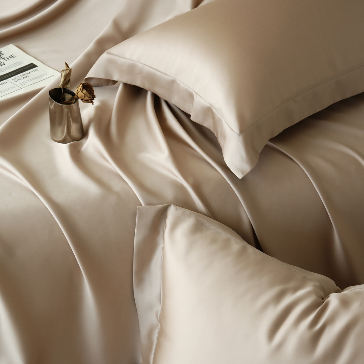 91家纺网 家纺一手货源 找家纺 简纯主义 2026新款100S超细旦进口兰精天丝单枕套枕套单件 新雅棕