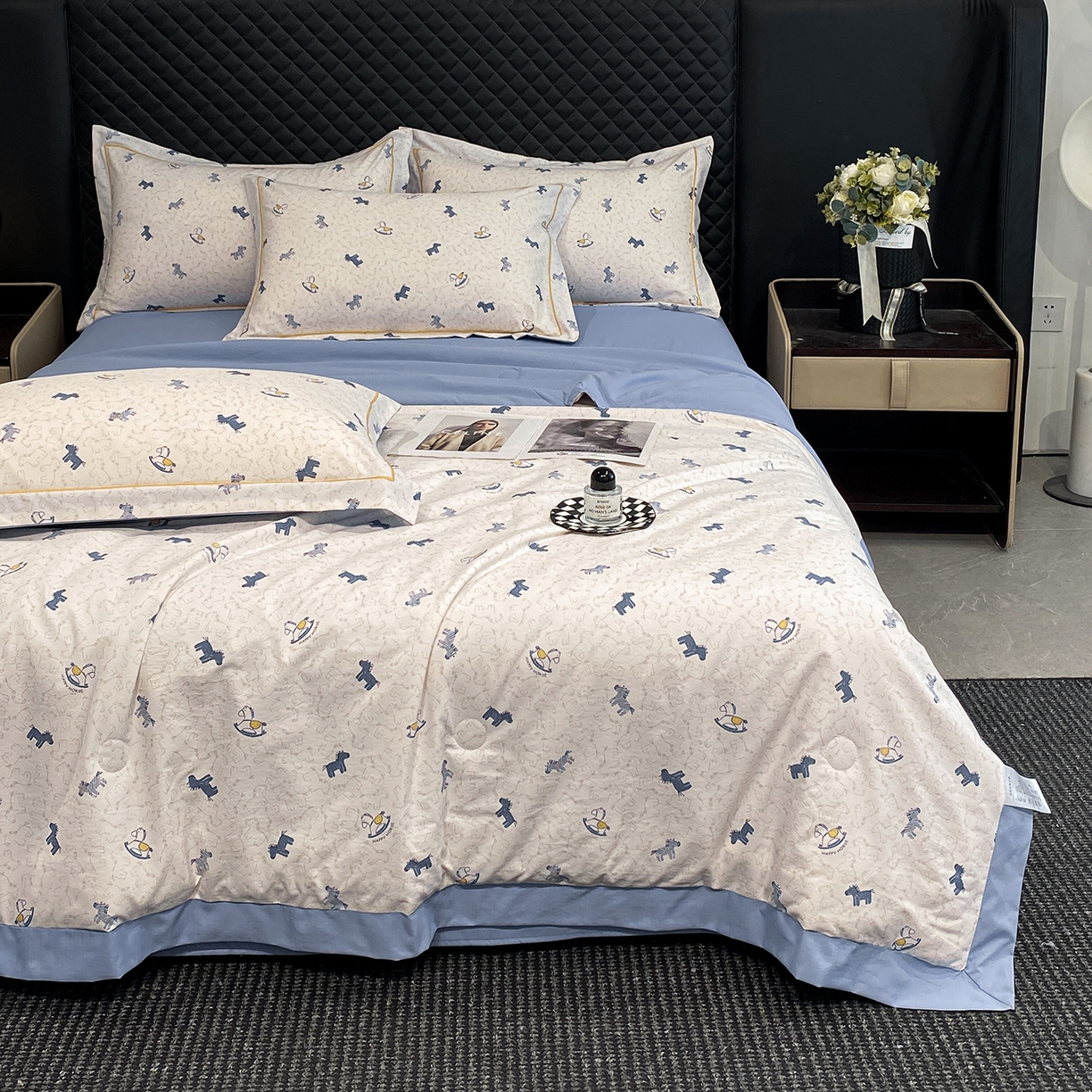 91家纺网 家纺一手货源 找家纺 佳品居 2026新款凉感天丝棉印花系列水洗真丝夏被四件套 马上有钱