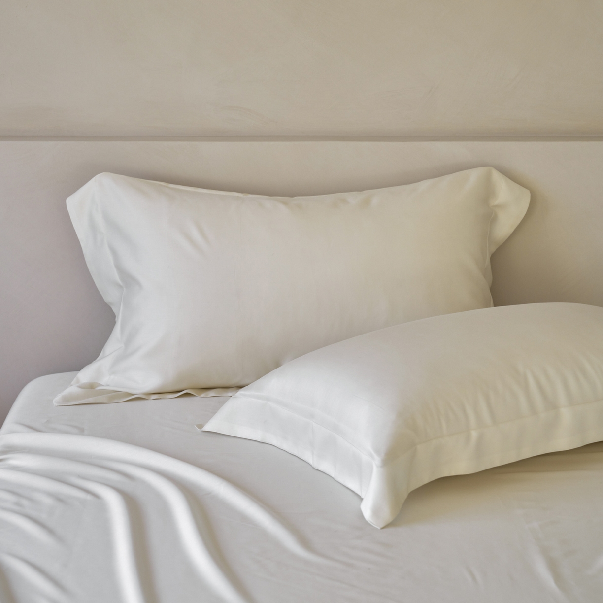 91家纺网 家纺一手货源 找家纺 简纯主义 2026新款100S超细旦进口兰精天丝单枕套枕套单件 杏仁白