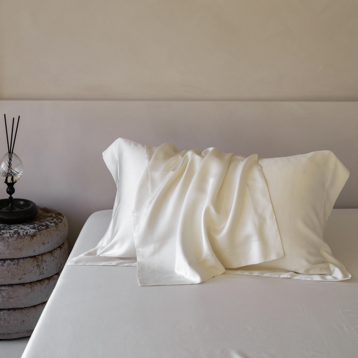 简纯主义 2026新款100S超细旦进口兰精天丝单枕套枕套单件 杏仁白