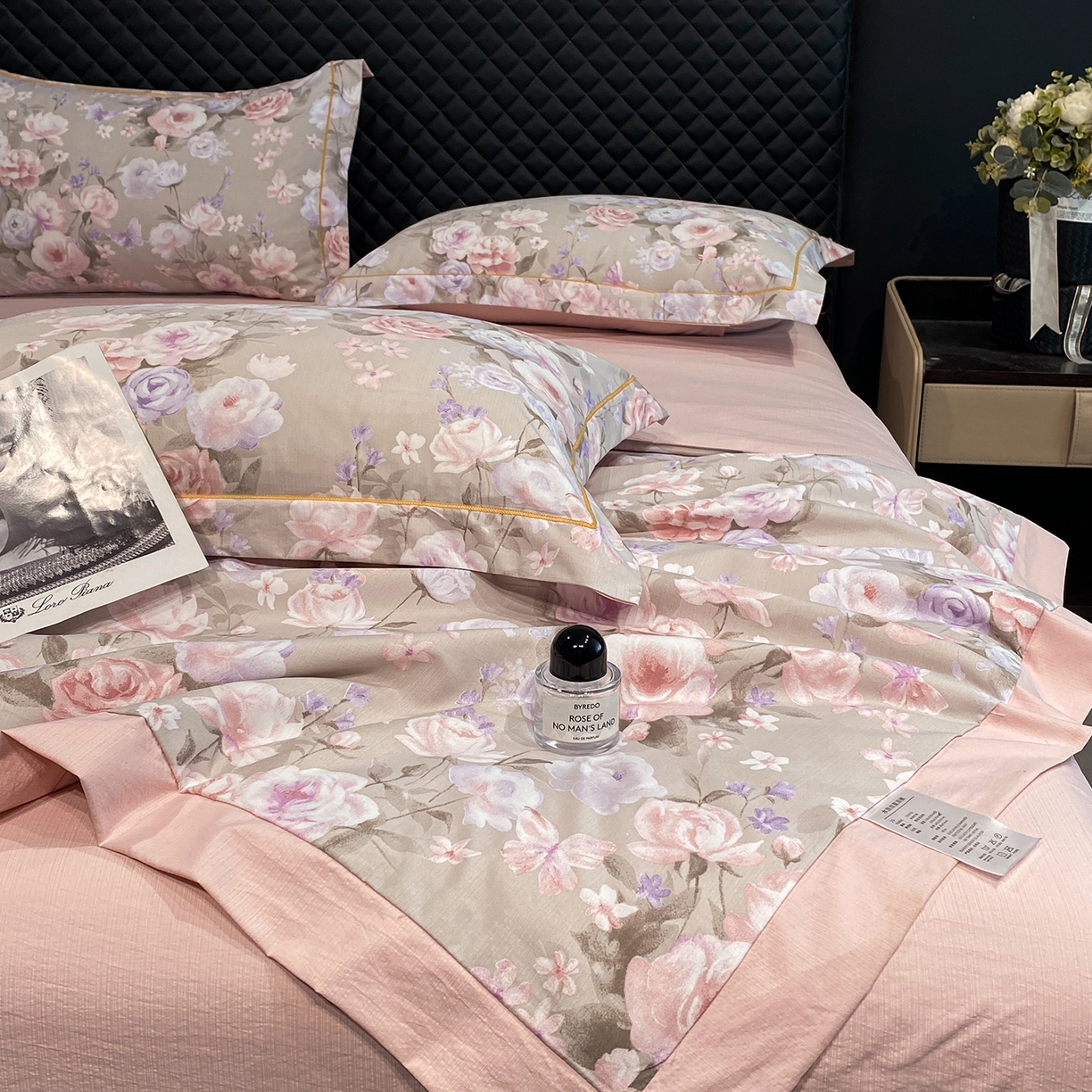 91家纺网 家纺一手货源 找家纺 佳品居 2026新款凉感天丝棉印花系列水洗真丝夏被四件套 莫奈花园-粉