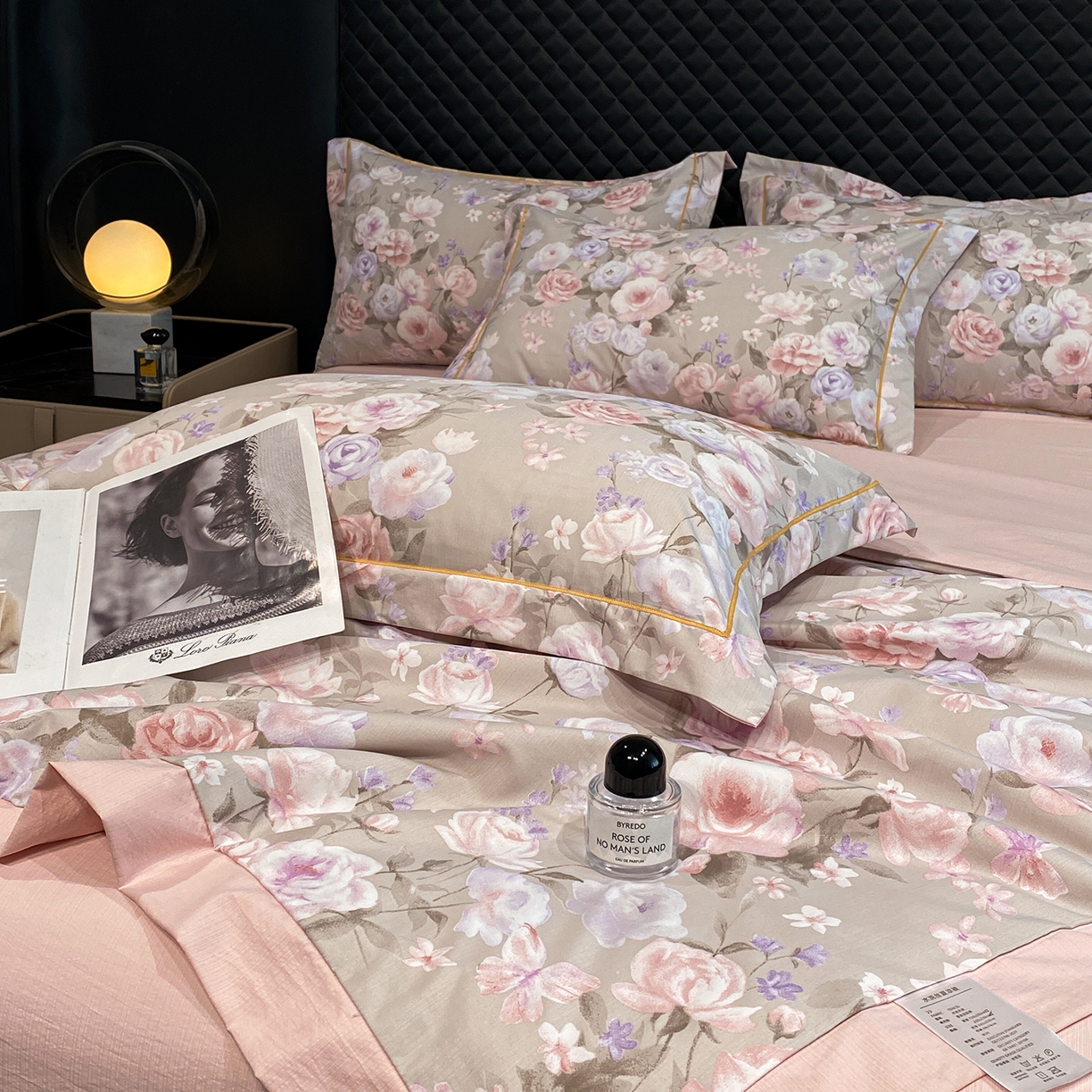 91家纺网 家纺一手货源 找家纺 佳品居 2026新款凉感天丝棉印花系列水洗真丝夏被四件套 莫奈花园-粉