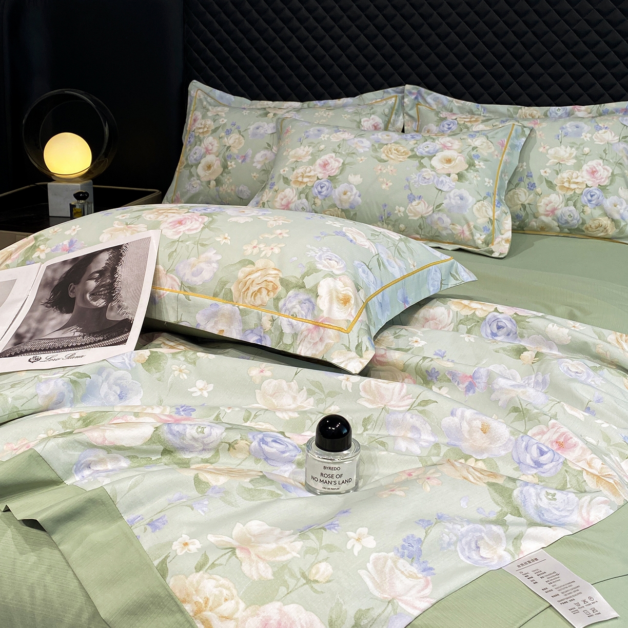 91家纺网 家纺一手货源 找家纺 佳品居 2026新款凉感天丝棉印花系列水洗真丝夏被四件套 莫奈花园-绿