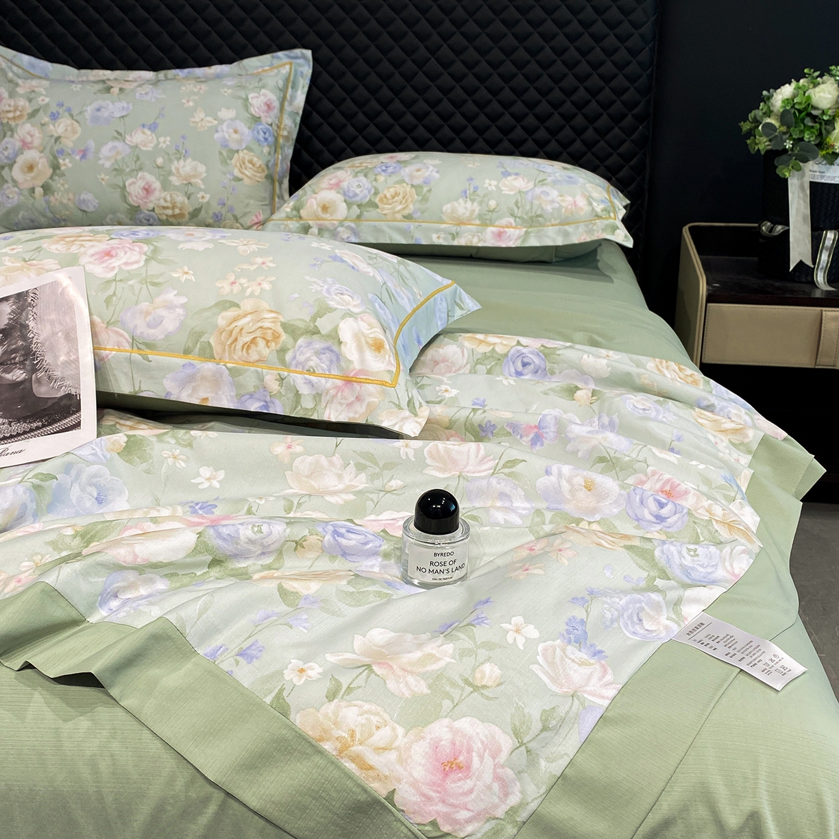 91家纺网 家纺一手货源 找家纺 佳品居 2026新款凉感天丝棉印花系列水洗真丝夏被四件套 莫奈花园-绿