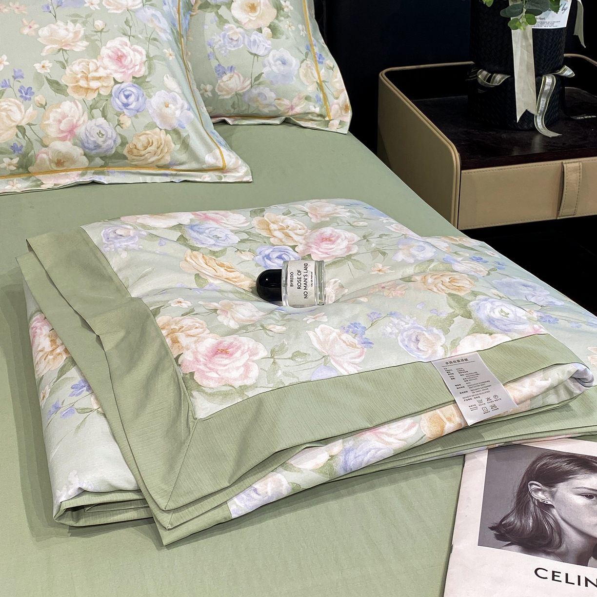 91家纺网 家纺一手货源 找家纺 佳品居 2026新款凉感天丝棉印花系列水洗真丝夏被四件套 莫奈花园-绿