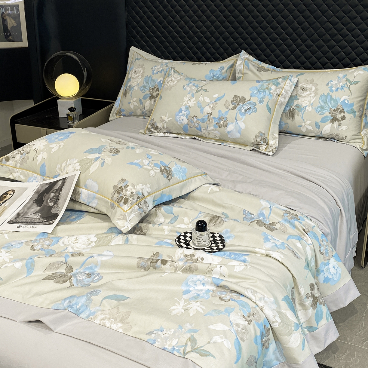 91家纺网 家纺一手货源 找家纺 佳品居 2026新款凉感天丝棉印花系列水洗真丝夏被四件套 南齐