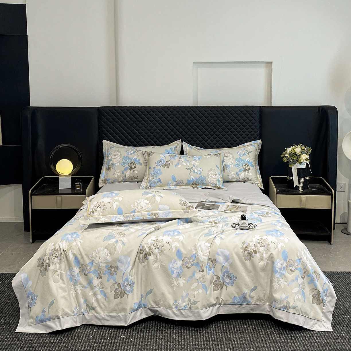 91家纺网 家纺一手货源 找家纺 佳品居 2026新款凉感天丝棉印花系列水洗真丝夏被四件套 南齐