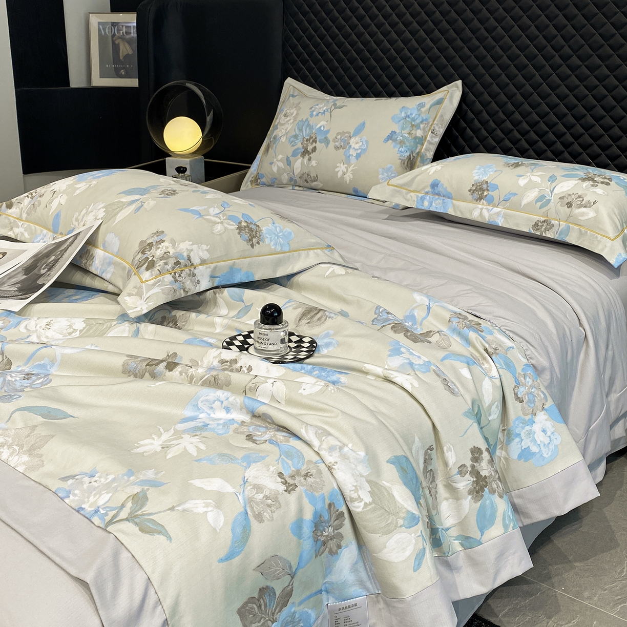 91家纺网 家纺一手货源 找家纺 佳品居 2026新款凉感天丝棉印花系列水洗真丝夏被四件套 南齐