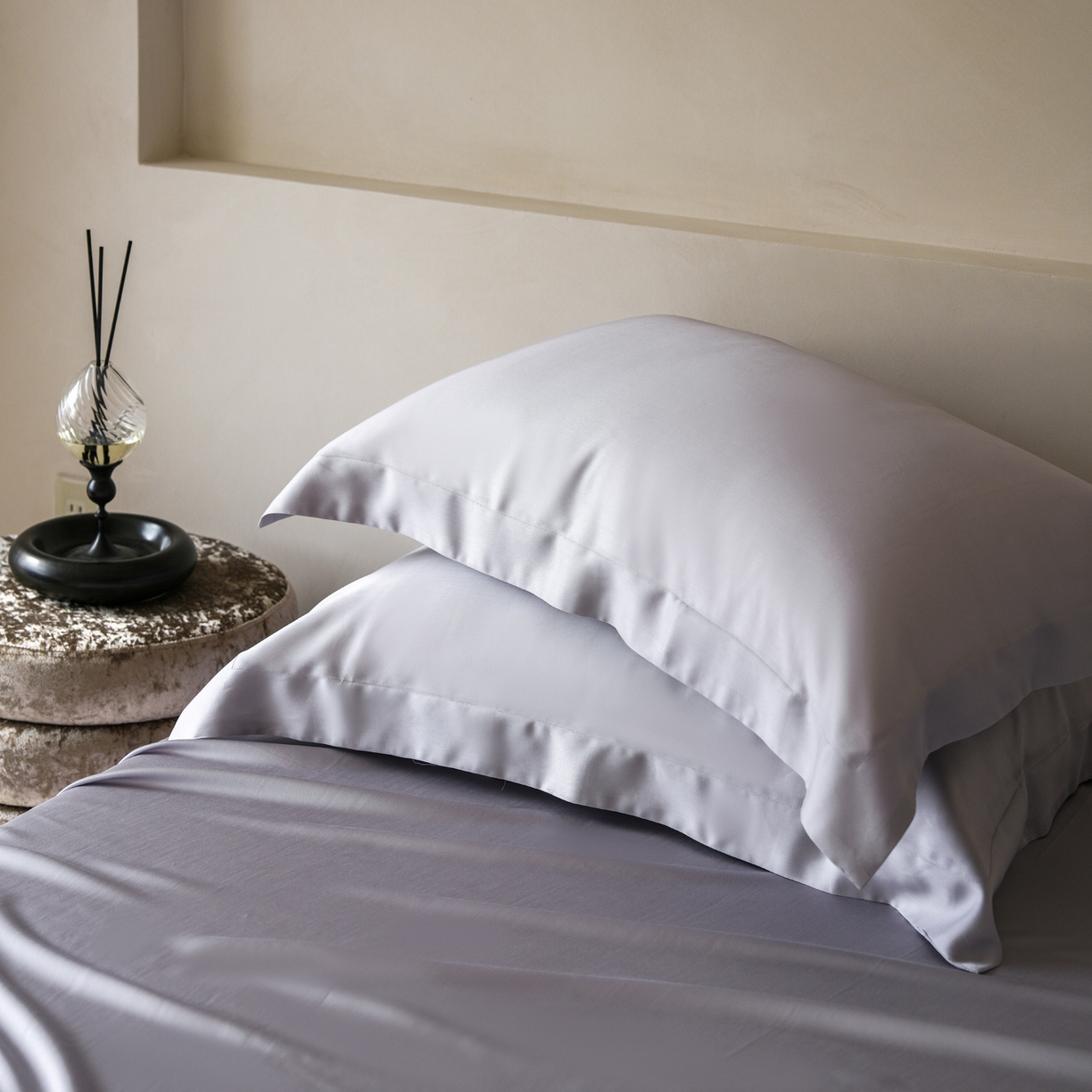 91家纺网 家纺一手货源 找家纺 简纯主义 2026新款100S超细旦进口兰精天丝单枕套枕套单件 紫砂灰