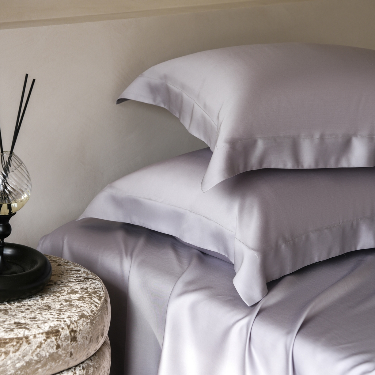 91家纺网 家纺一手货源 找家纺 简纯主义 2026新款100S超细旦进口兰精天丝单枕套枕套单件 紫砂灰