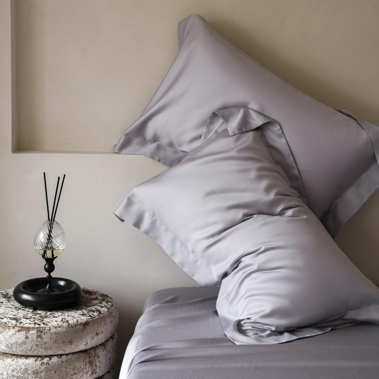 91家纺网 家纺一手货源 找家纺 简纯主义 2026新款100S超细旦进口兰精天丝单枕套枕套单件 紫砂灰