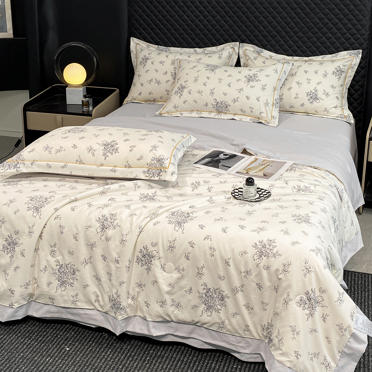 91家纺网 家纺一手货源 找家纺 佳品居 2026新款凉感天丝棉印花系列水洗真丝夏被四件套 南洋假日