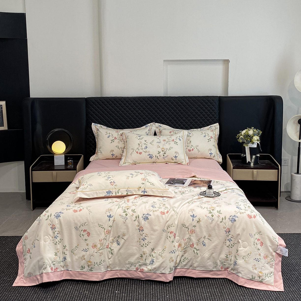 91家纺网 家纺一手货源 找家纺 佳品居 2026新款凉感天丝棉印花系列水洗真丝夏被四件套 未央