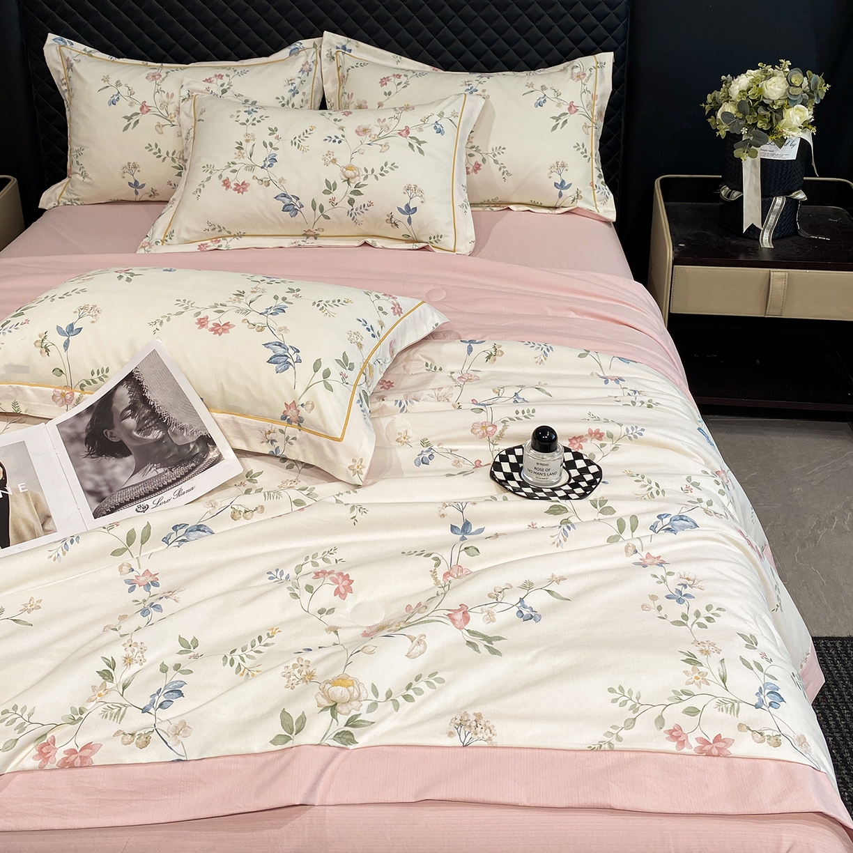 91家纺网 家纺一手货源 找家纺 佳品居 2026新款凉感天丝棉印花系列水洗真丝夏被四件套 未央