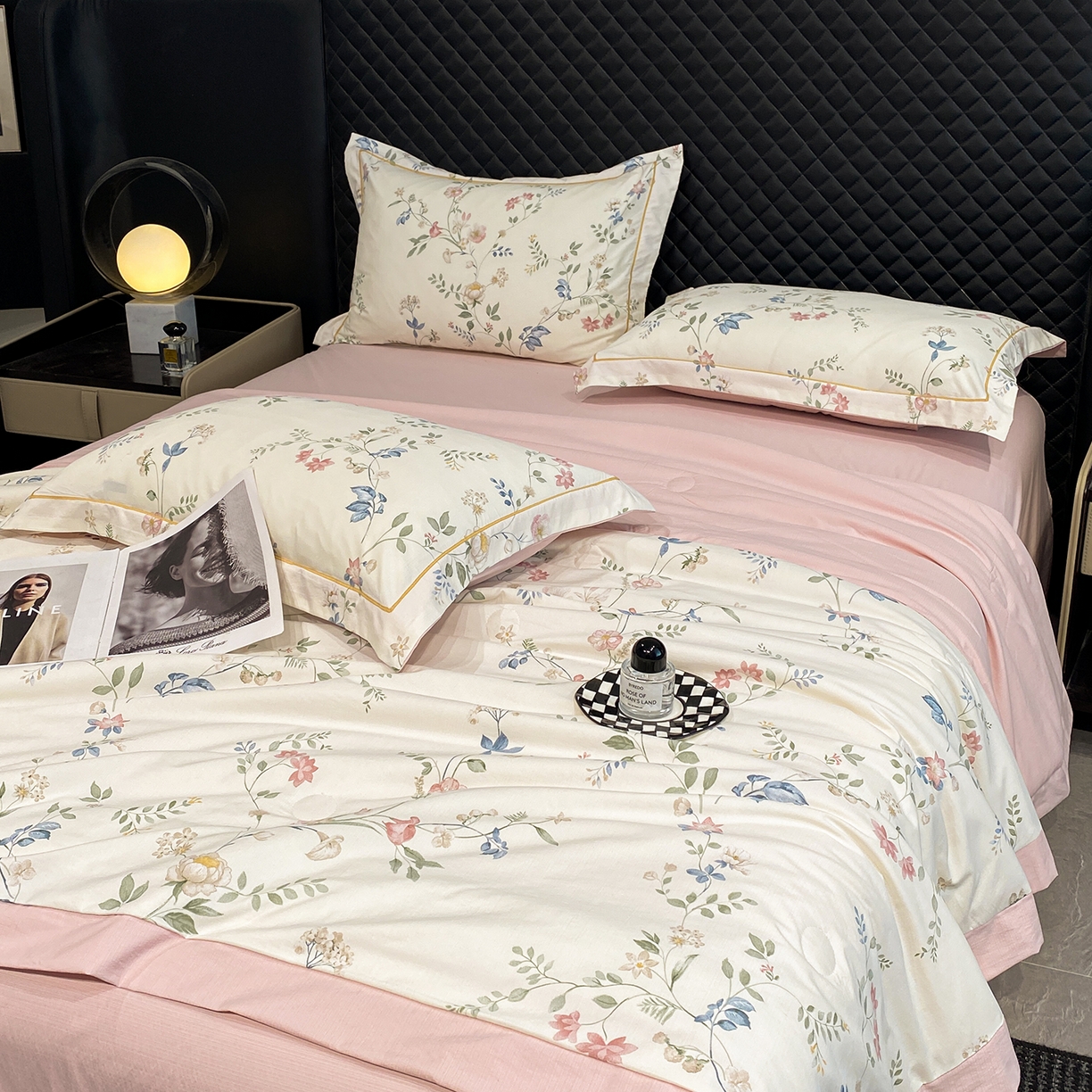 91家纺网 家纺一手货源 找家纺 佳品居 2026新款凉感天丝棉印花系列水洗真丝夏被四件套 未央