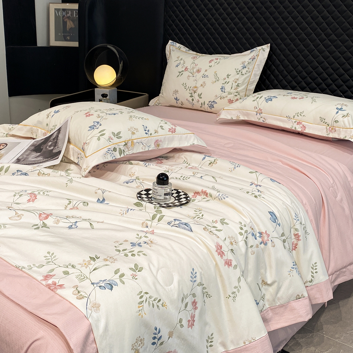 91家纺网 家纺一手货源 找家纺 佳品居 2026新款凉感天丝棉印花系列水洗真丝夏被四件套 未央