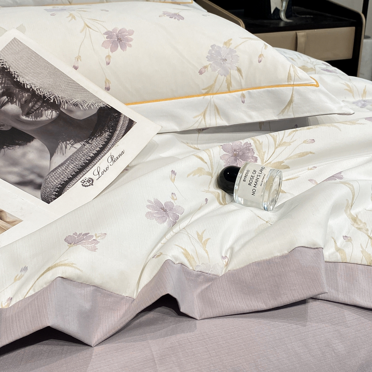 91家纺网 家纺一手货源 找家纺 佳品居 2026新款凉感天丝棉印花系列水洗真丝夏被四件套 温岚-紫