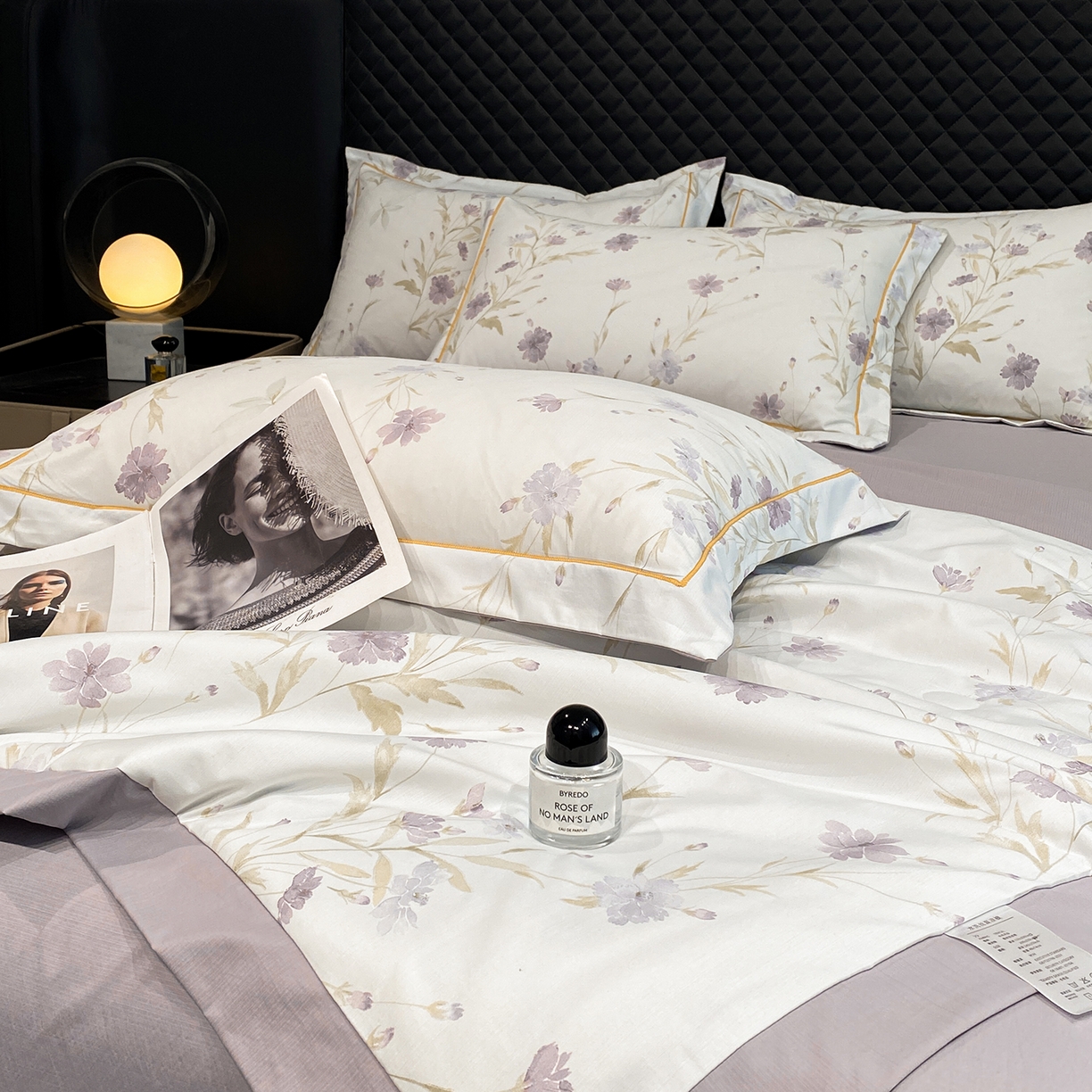 91家纺网 家纺一手货源 找家纺 佳品居 2026新款凉感天丝棉印花系列水洗真丝夏被四件套 温岚-紫