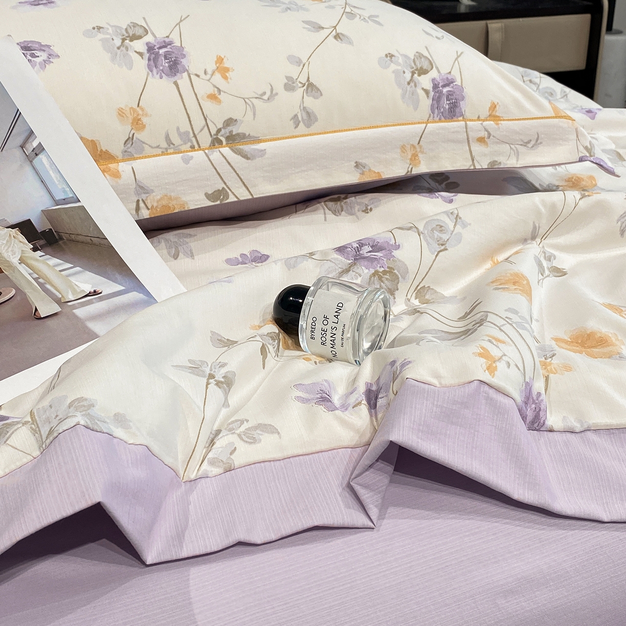 91家纺网 家纺一手货源 找家纺 佳品居 2026新款凉感天丝棉印花系列水洗真丝夏被四件套 雅枝