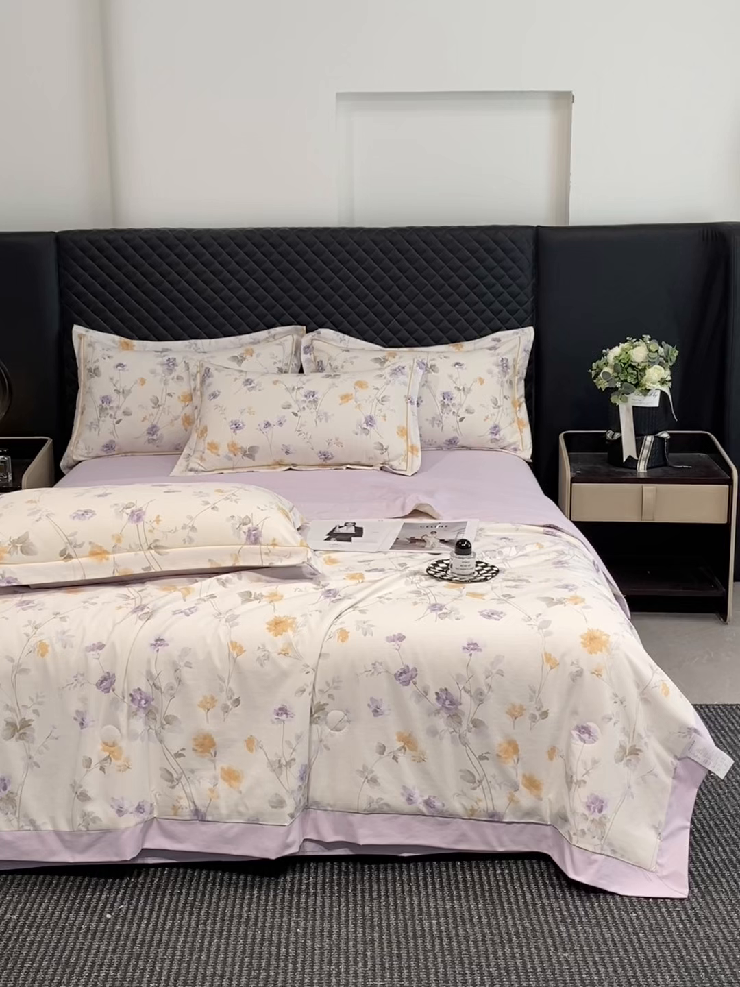 91家纺网 家纺一手货源 找家纺 佳品居 2026新款凉感天丝棉印花系列水洗真丝夏被四件套 雅枝