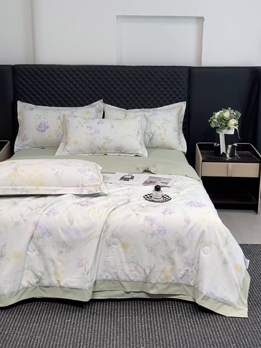 91家纺网 家纺一手货源 找家纺 佳品居 2026新款凉感天丝棉印花系列水洗真丝夏被四件套 绿野