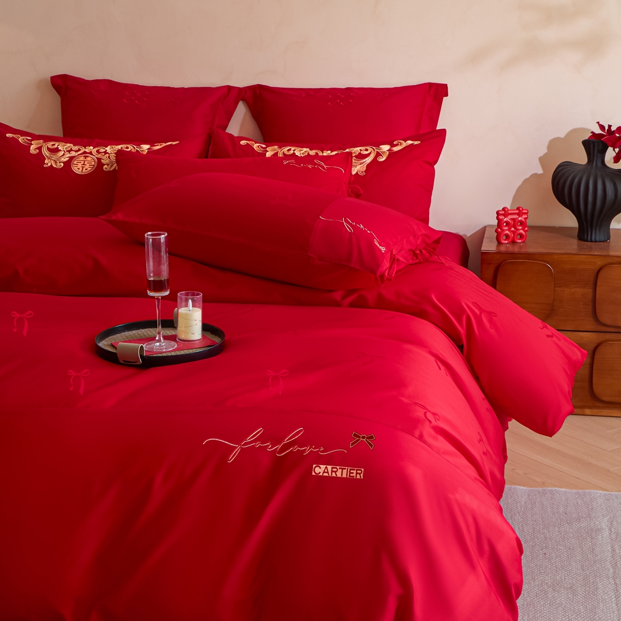 91家纺网 家纺一手货源 找家纺 （总）东方合美（原：皇家传奇） 2026新款长绒棉轻奢婚庆四件套