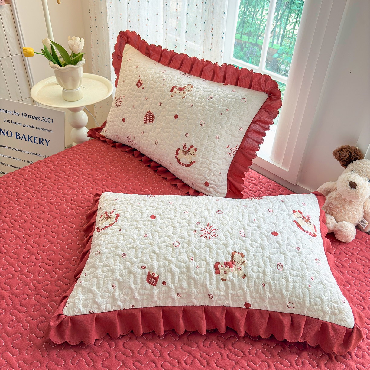 91家纺网 家纺一手货源 找家纺 （总）绒耀家纺 2026春夏直播爆款泡芙棉云感双层纱皱皱纱韩式花边床盖四件套