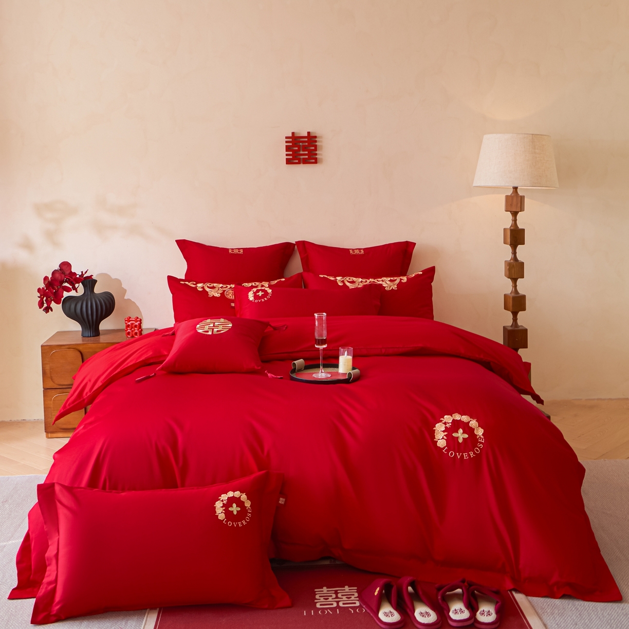 91家纺网 家纺一手货源 找家纺 东方合美（原：皇家传奇） 2026新款长绒棉轻奢婚庆四件套 路易之恋