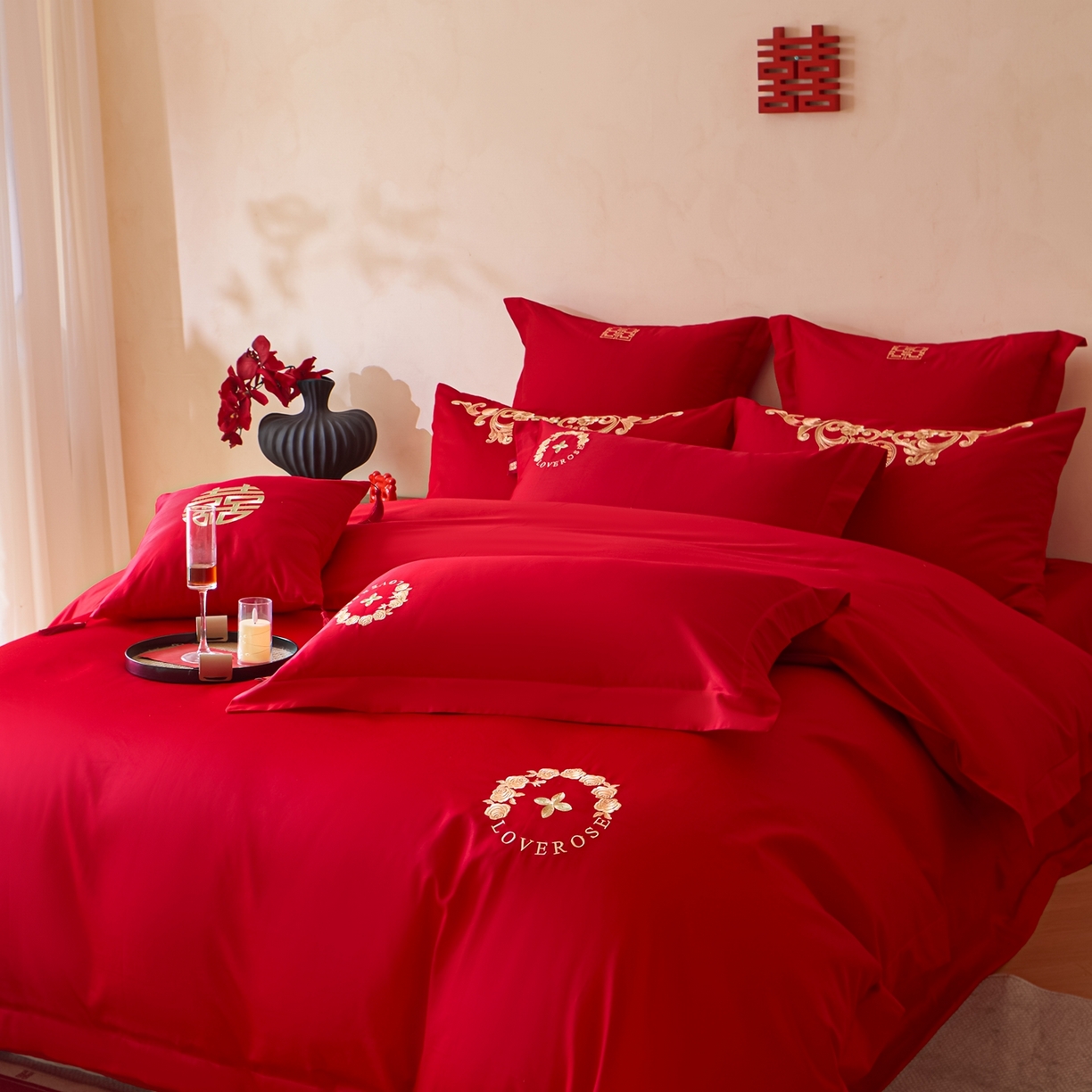 91家纺网 家纺一手货源 找家纺 东方合美（原：皇家传奇） 2026新款长绒棉轻奢婚庆四件套 路易之恋