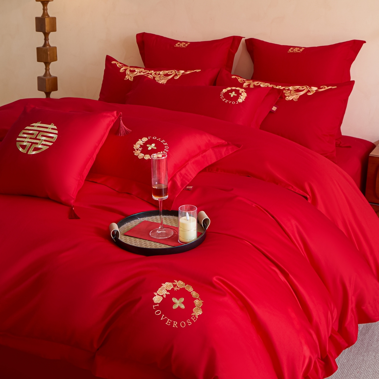 91家纺网 家纺一手货源 找家纺 东方合美（原：皇家传奇） 2026新款长绒棉轻奢婚庆四件套 路易之恋