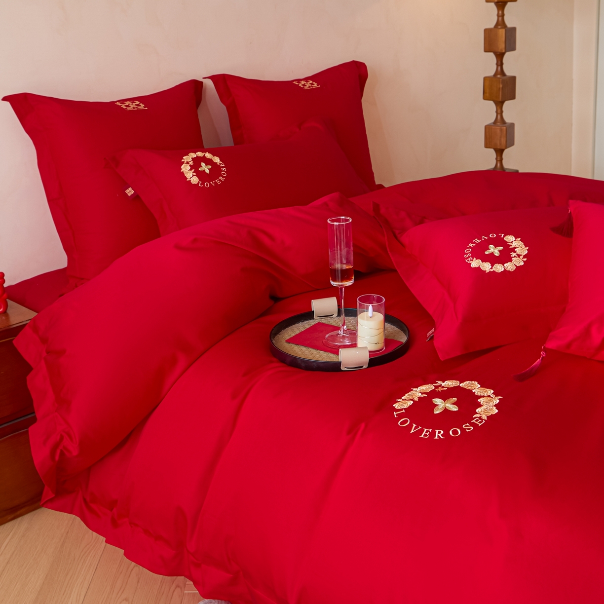 91家纺网 家纺一手货源 找家纺 东方合美（原：皇家传奇） 2026新款长绒棉轻奢婚庆四件套 路易之恋