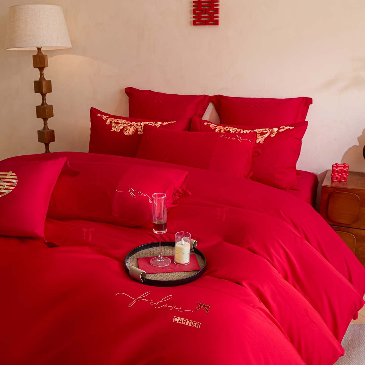 91家纺网 家纺一手货源 找家纺 东方合美（原：皇家传奇） 2026新款长绒棉轻奢婚庆四件套 爱予