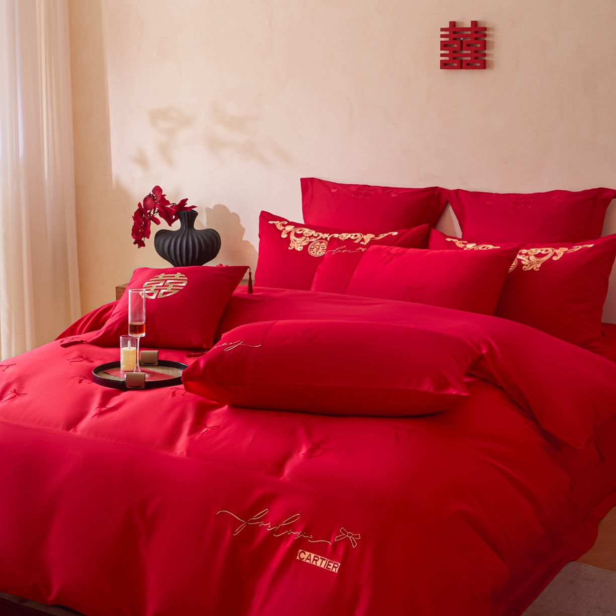 91家纺网 家纺一手货源 找家纺 东方合美（原：皇家传奇） 2026新款长绒棉轻奢婚庆四件套 爱予