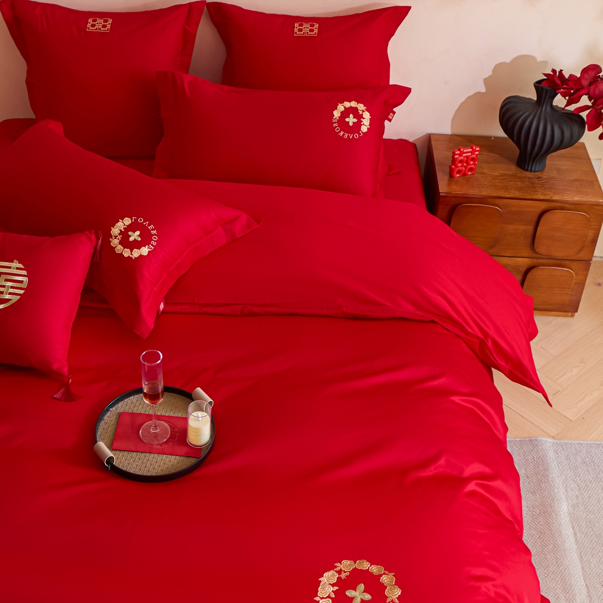 91家纺网 家纺一手货源 找家纺 东方合美（原：皇家传奇） 2026新款长绒棉轻奢婚庆四件套 路易之恋