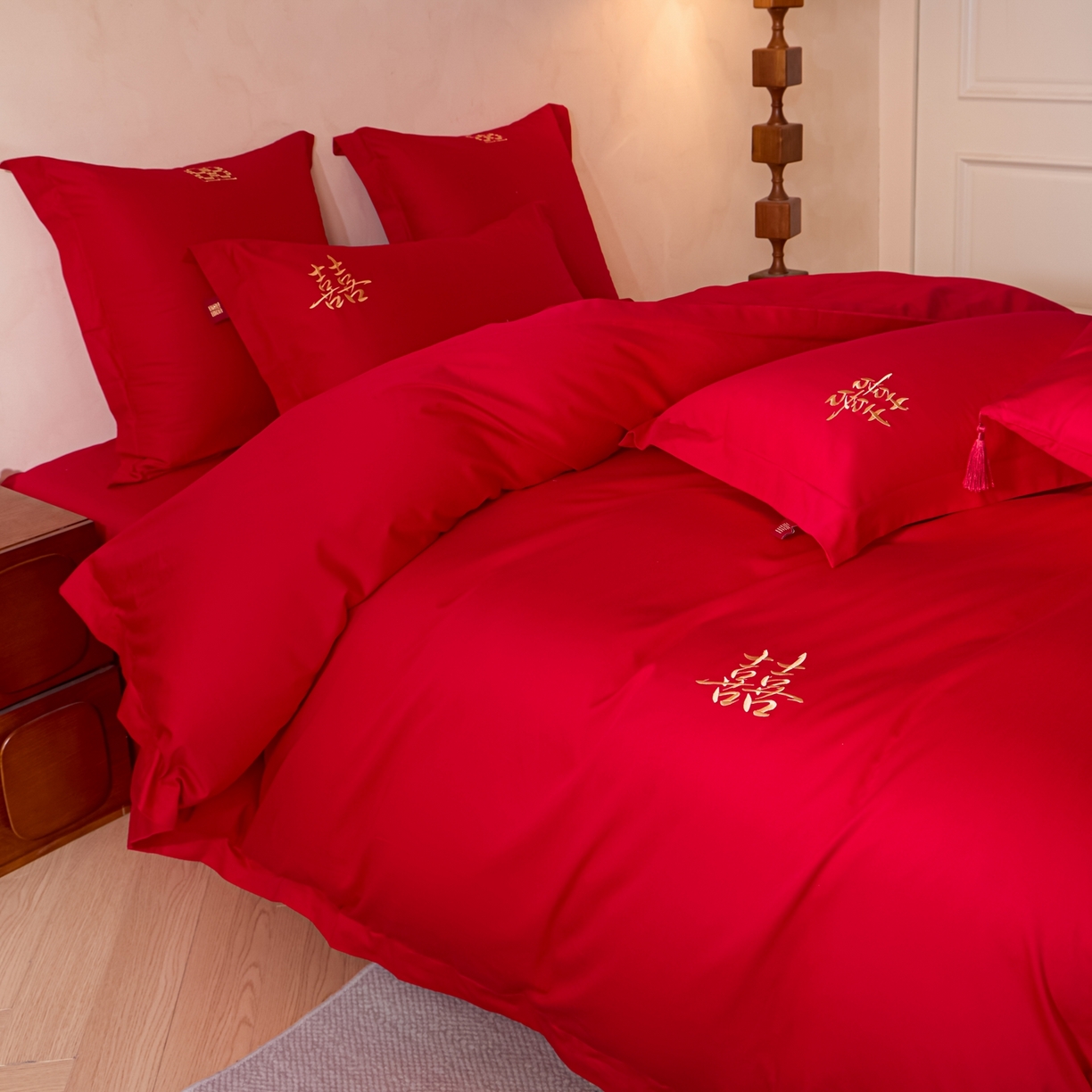 91家纺网 家纺一手货源 找家纺 东方合美（原：皇家传奇） 2026新款长绒棉轻奢婚庆四件套 添妆喜事