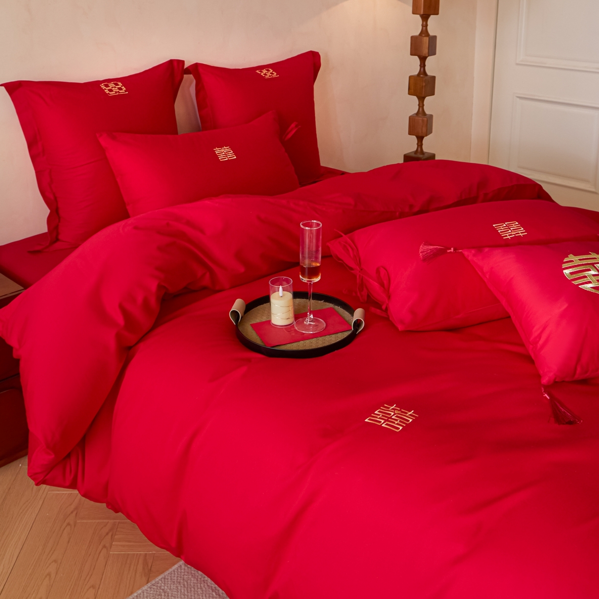 91家纺网 家纺一手货源 找家纺 东方合美（原：皇家传奇） 2026新款长绒棉轻奢婚庆四件套 喜妆