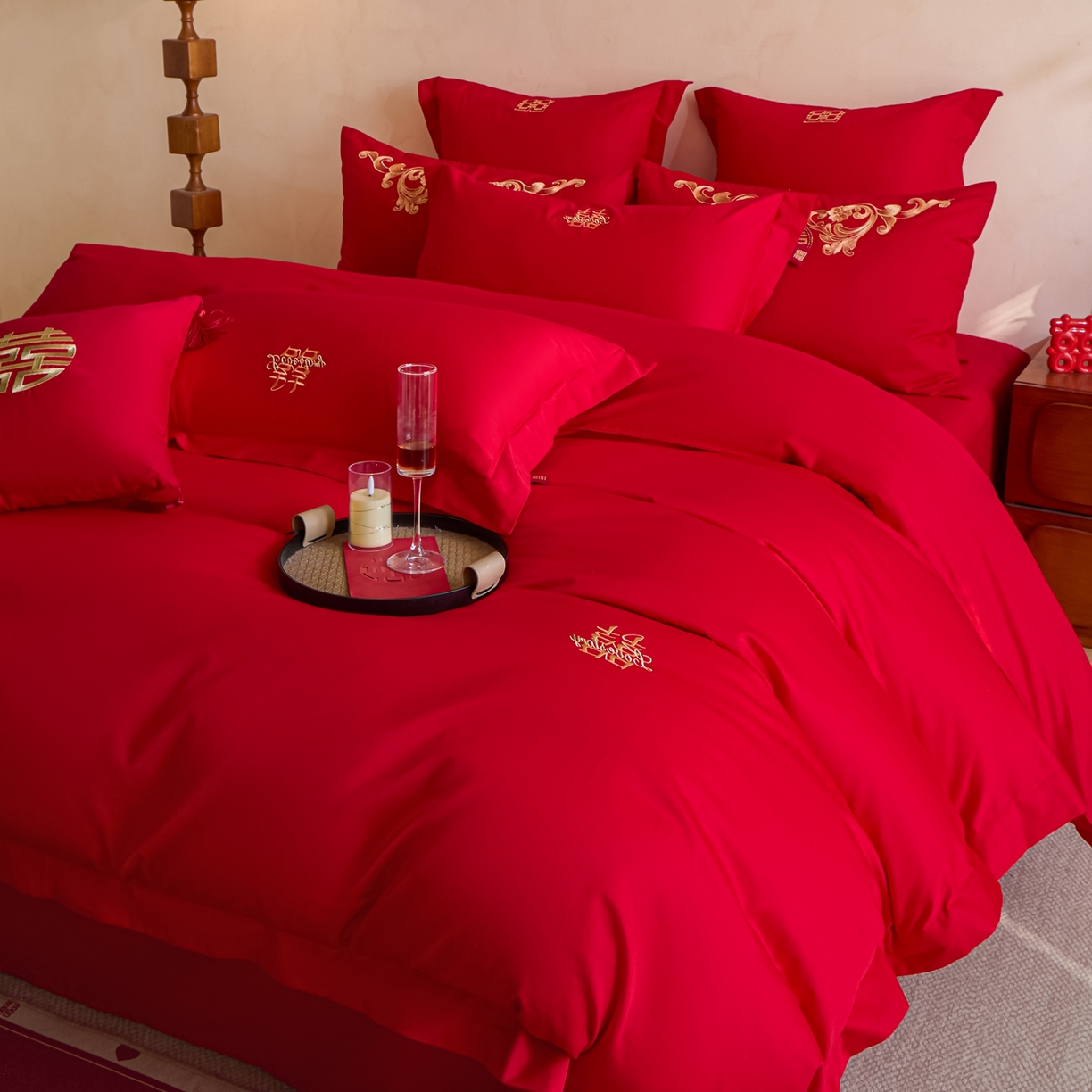 91家纺网 家纺一手货源 找家纺 东方合美（原：皇家传奇） 2026新款长绒棉轻奢婚庆四件套 两小无猜