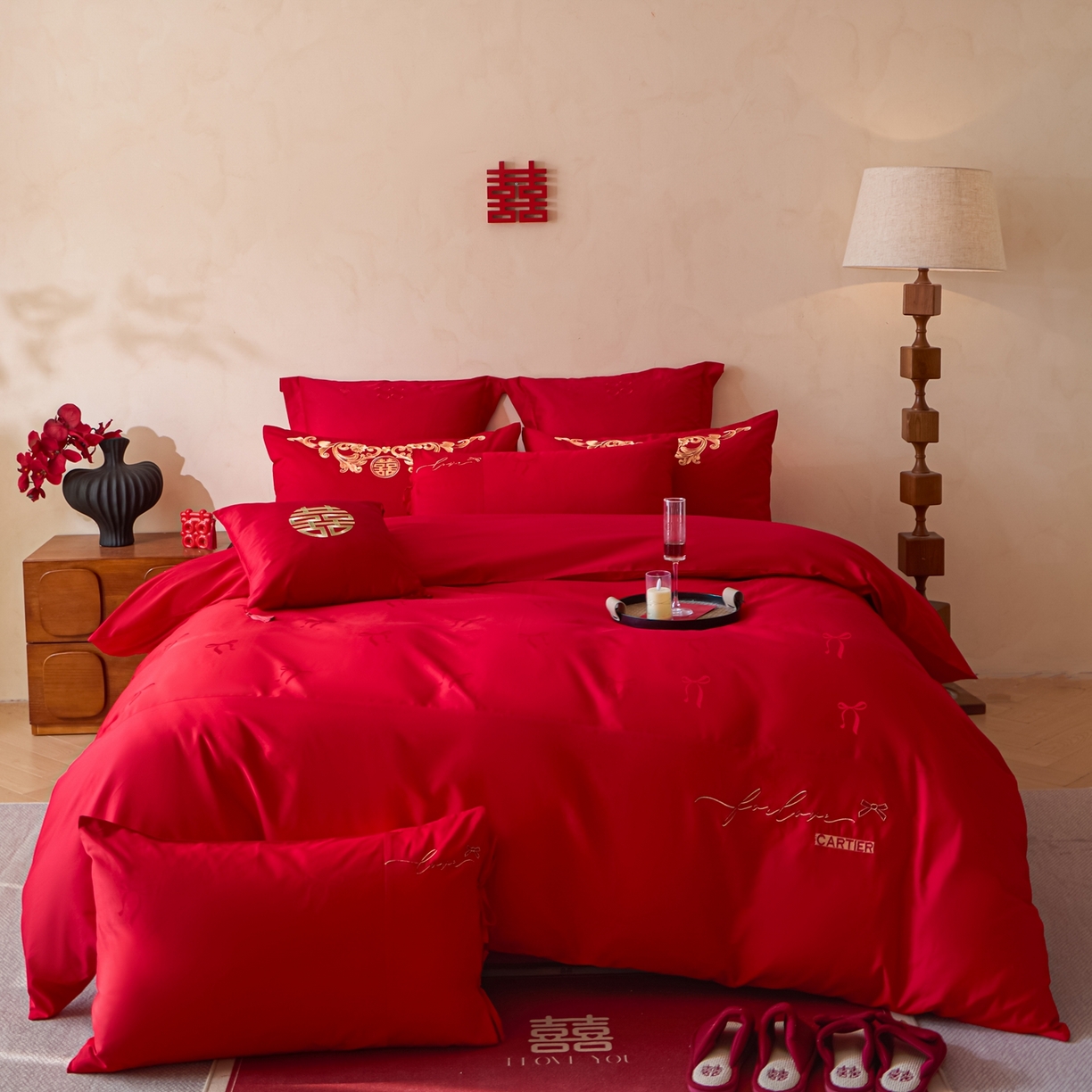 91家纺网 家纺一手货源 找家纺 东方合美（原：皇家传奇） 2026新款长绒棉轻奢婚庆四件套 爱予