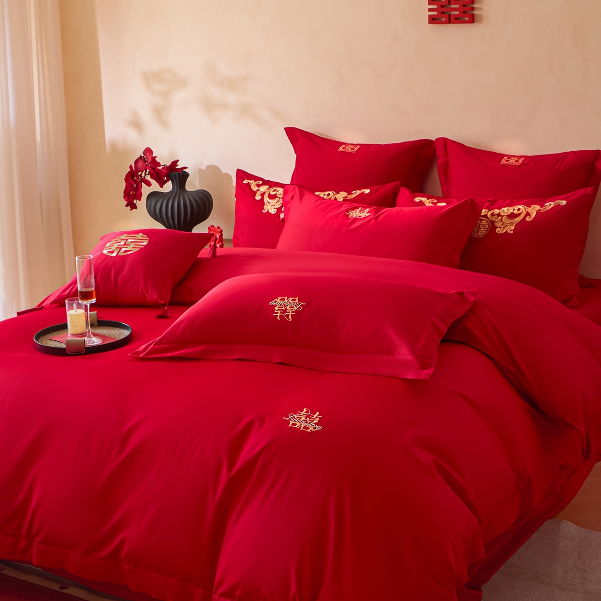 91家纺网 家纺一手货源 找家纺 东方合美（原：皇家传奇） 2026新款长绒棉轻奢婚庆四件套 两小无猜